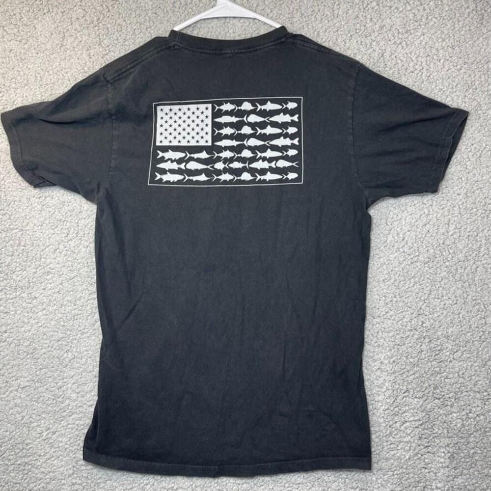 Columbia Shirt Mens Medium Black Graphic Fishing American Flag Short Sleeve Tee